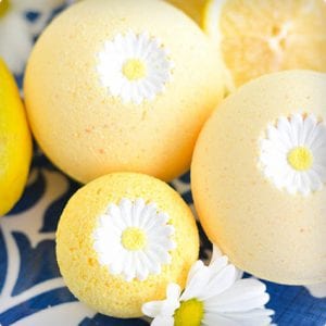 Lemon Bath Bombs With Sugar Flowers