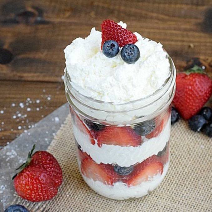 Red, White, And Blue Cupcakes In a Jar