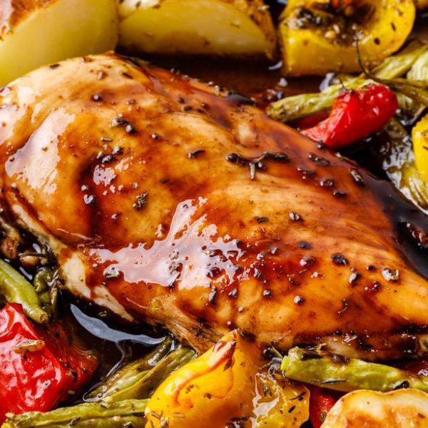 Baked Sheet Pan Balsamic Chicken Recipe